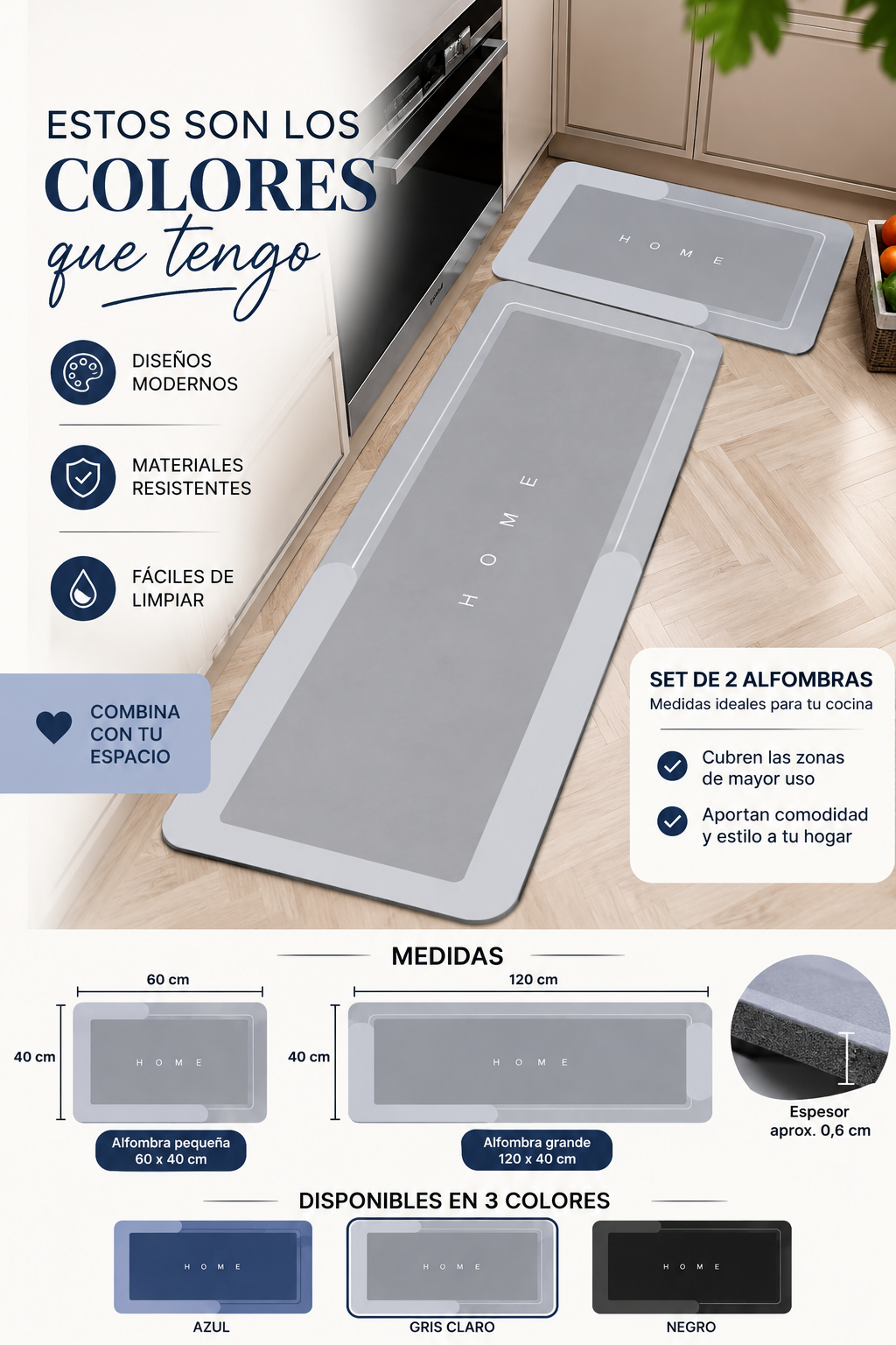 💧 COMBO 2X1 Alfombras Antideslizantes – Evita caídas en la cocina o baño⚠️ Absorbe al instante
