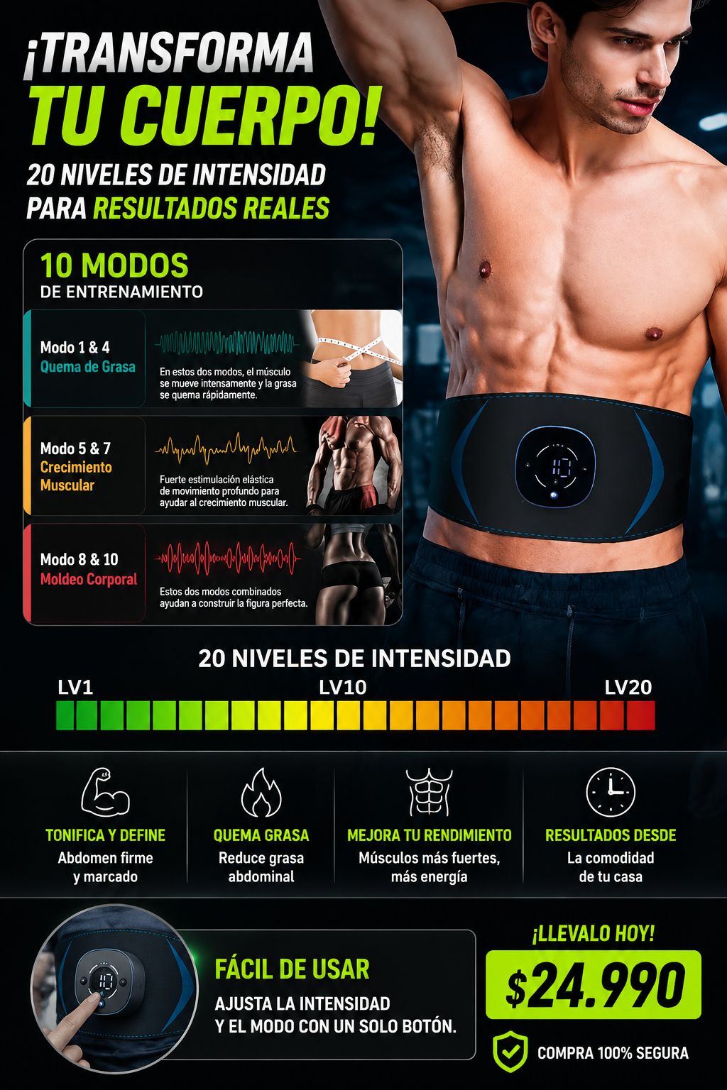 CINTURÓN REDUCTOR DE GRASA Y CELULITIS
